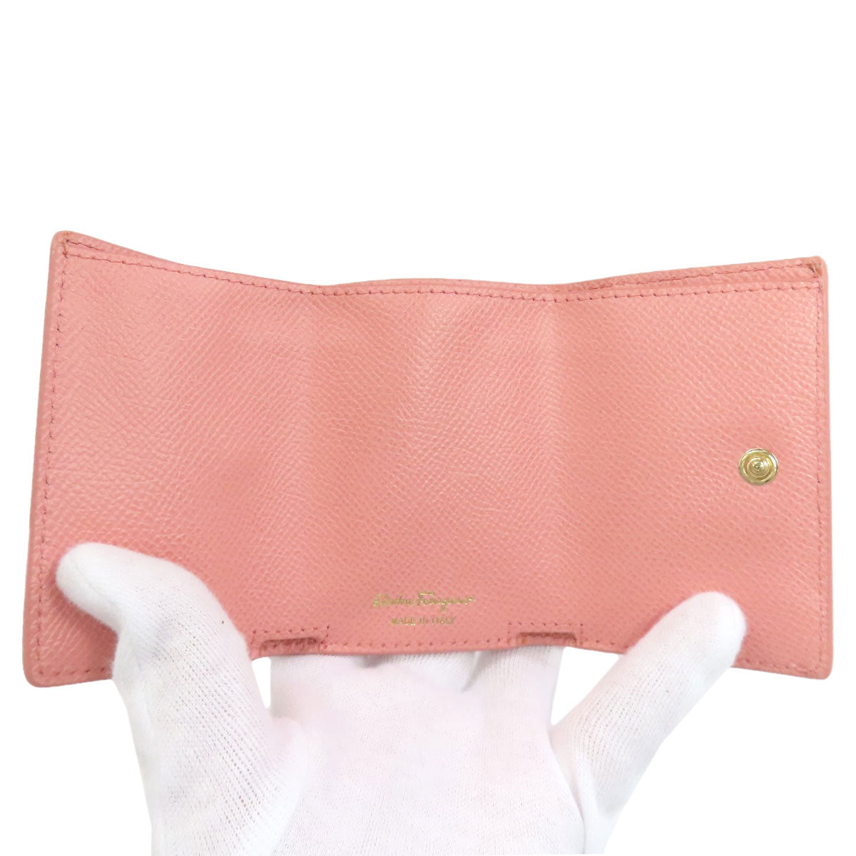 Salvatore Ferragamo Vara ribbon Bifold Wallet with Coin Pocket Leather Ladies [Used]