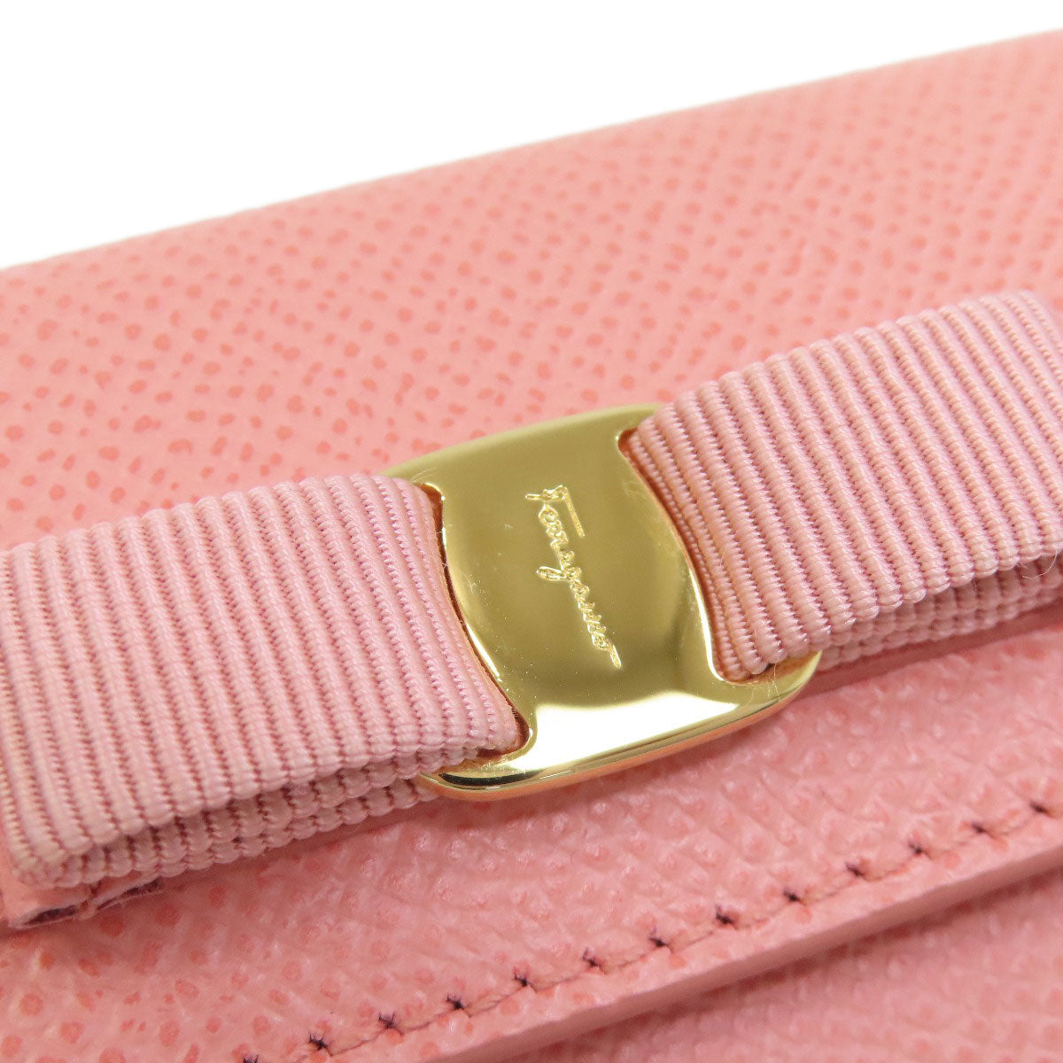 Salvatore Ferragamo Vara ribbon Bifold Wallet with Coin Pocket Leather Ladies [Used]