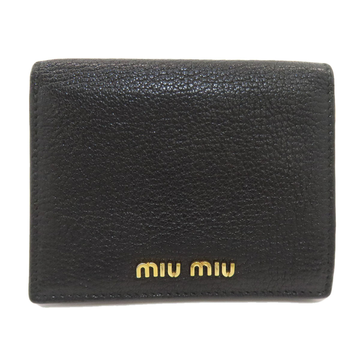 MIUMIU logo Bifold Wallet with Coin Pocket Leather Ladies [Used]