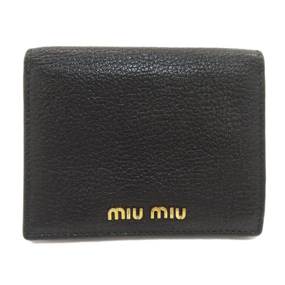 MIUMIU logo Bifold Wallet with Coin Pocket Leather Ladies [Used]