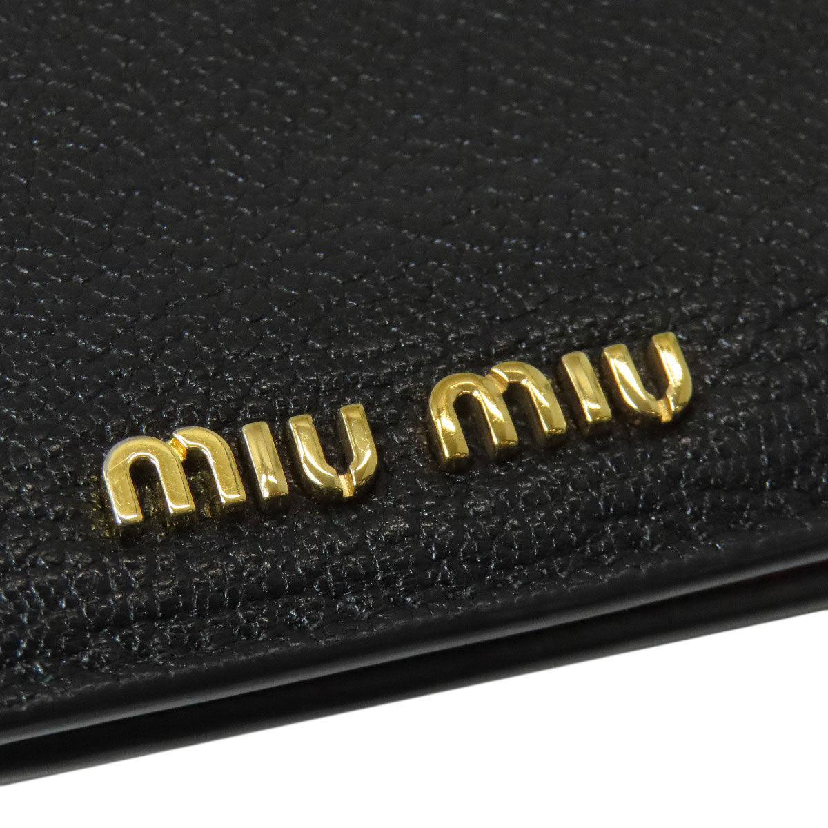 MIUMIU logo Bifold Wallet with Coin Pocket Leather Ladies [Used]