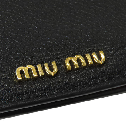 MIUMIU logo Bifold Wallet with Coin Pocket Leather Ladies [Used]