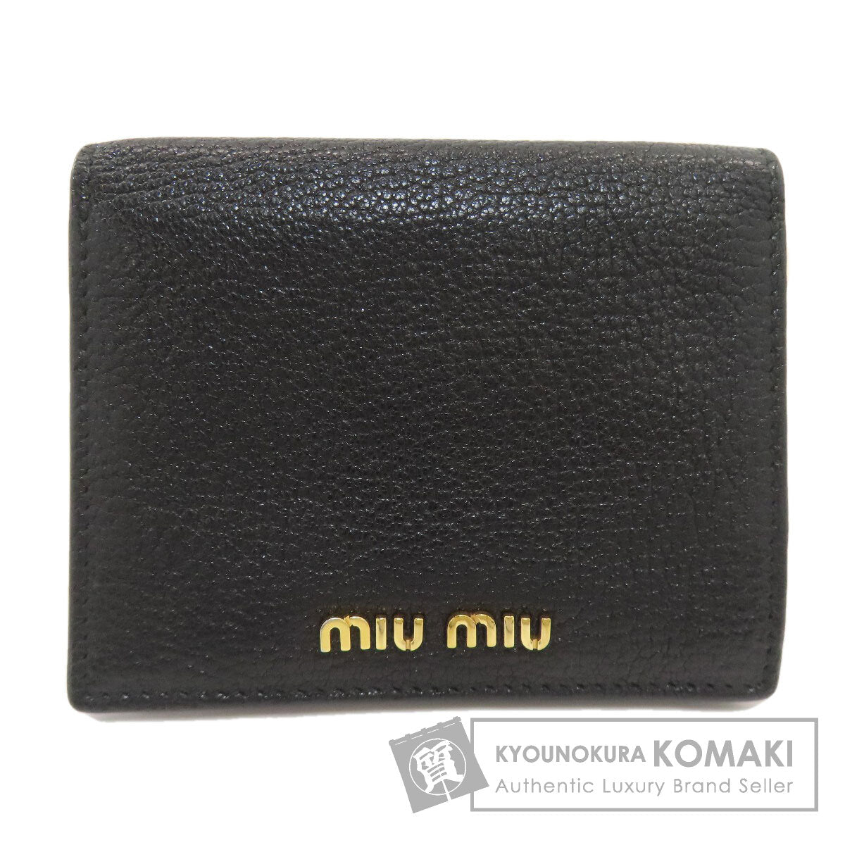 MIUMIU logo Bifold Wallet with Coin Pocket Leather Ladies [Used]