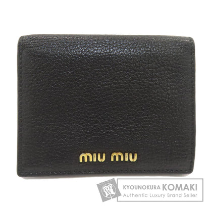 MIUMIU logo Bifold Wallet with Coin Pocket Leather Ladies [Used]