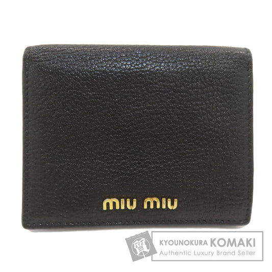 MIUMIU logo Bifold Wallet with Coin Pocket Leather Ladies [Used]