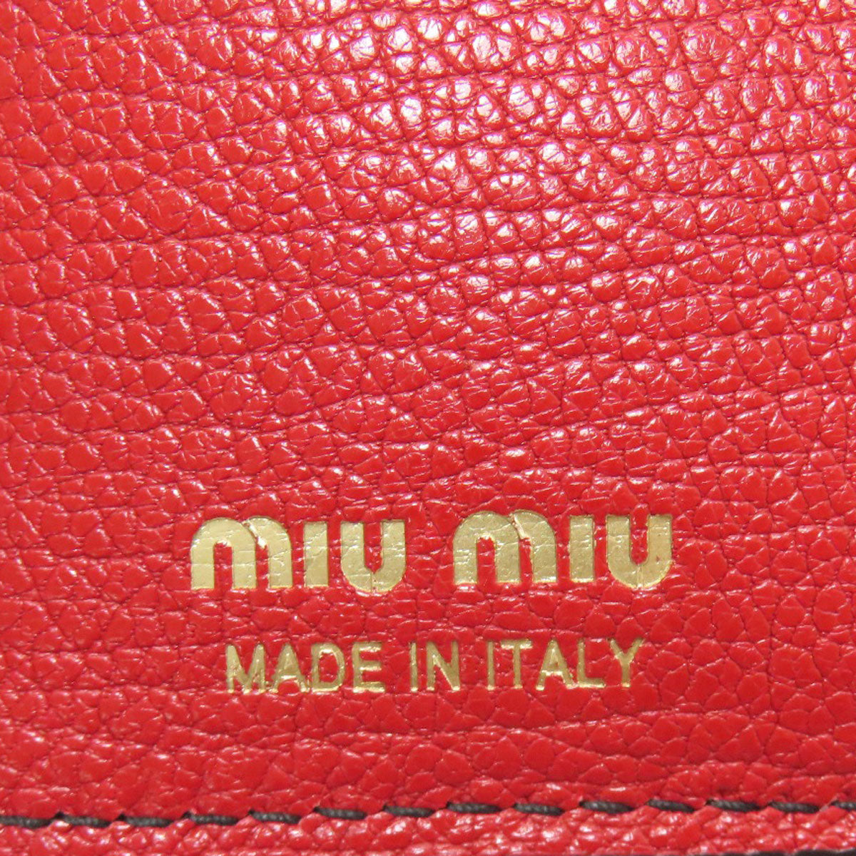 MIUMIU logo Bifold Wallet with Coin Pocket Leather Ladies [Used]