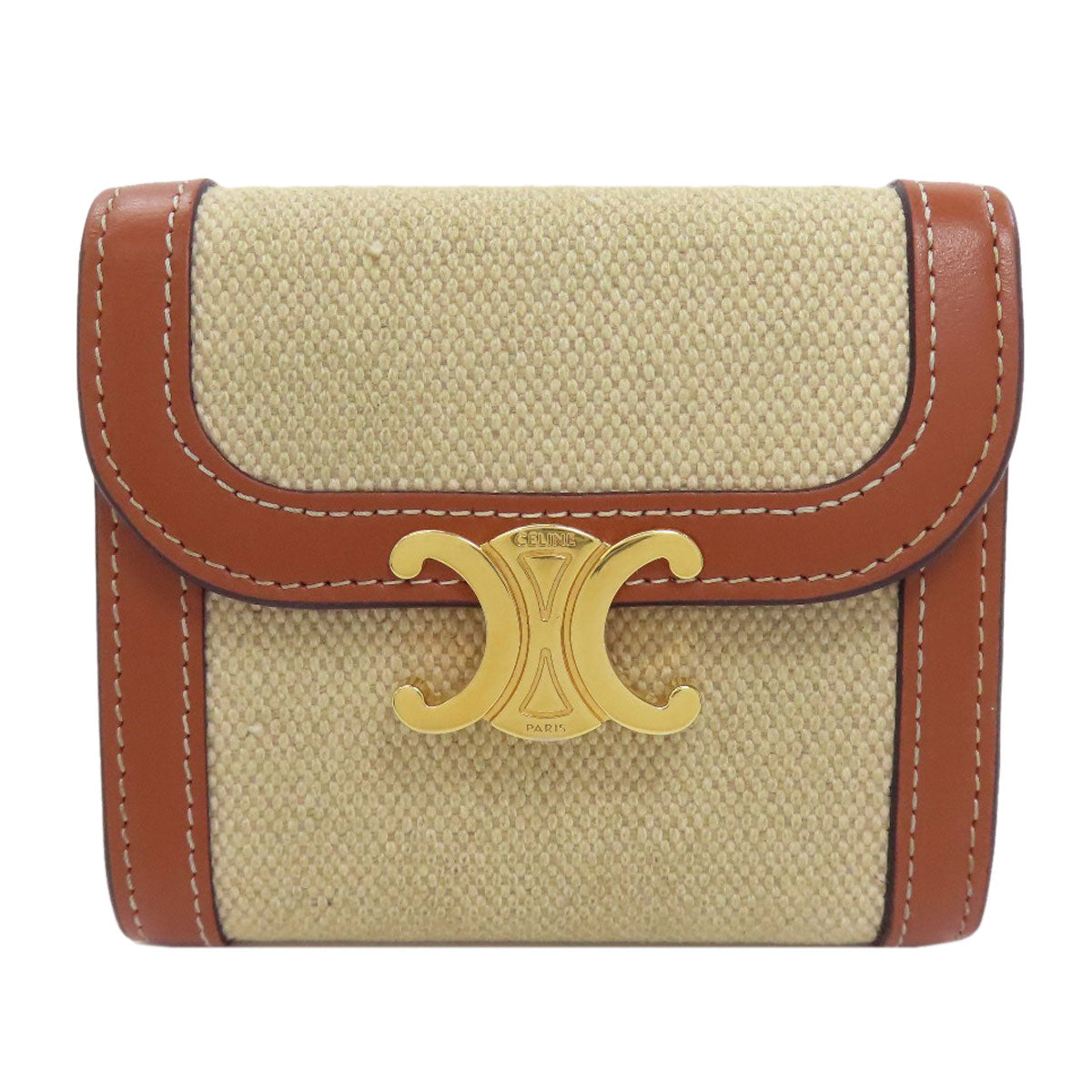 CELINE Small flap wallet Triomphe Bifold Wallet with Coin Pocket Canvas LeatherLadies [Used]