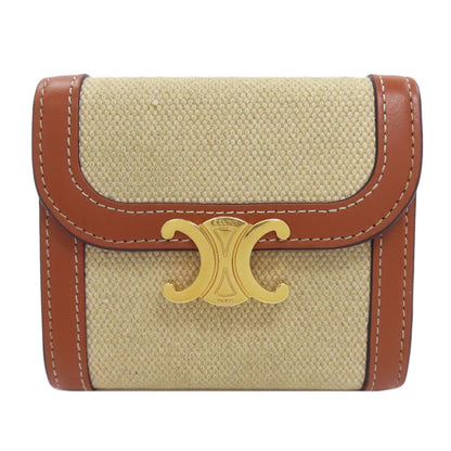 CELINE Small flap wallet Triomphe Bifold Wallet with Coin Pocket Canvas LeatherLadies [Used]