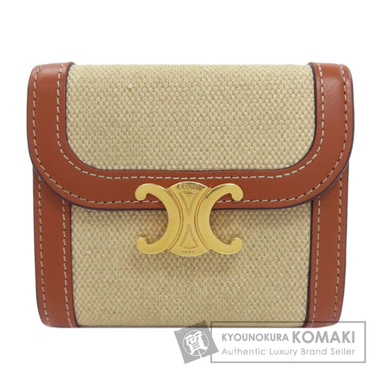 CELINE Small flap wallet Triomphe Bifold Wallet with Coin Pocket Canvas LeatherLadies [Used]