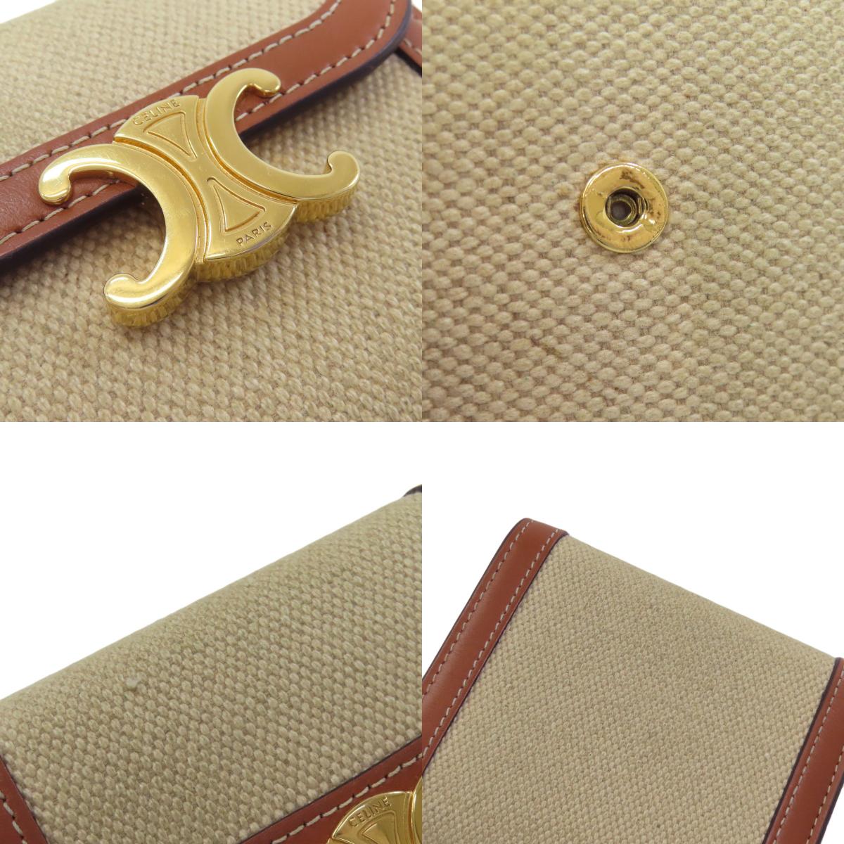 CELINE Small flap wallet Triomphe Bifold Wallet with Coin Pocket Canvas LeatherLadies [Used]