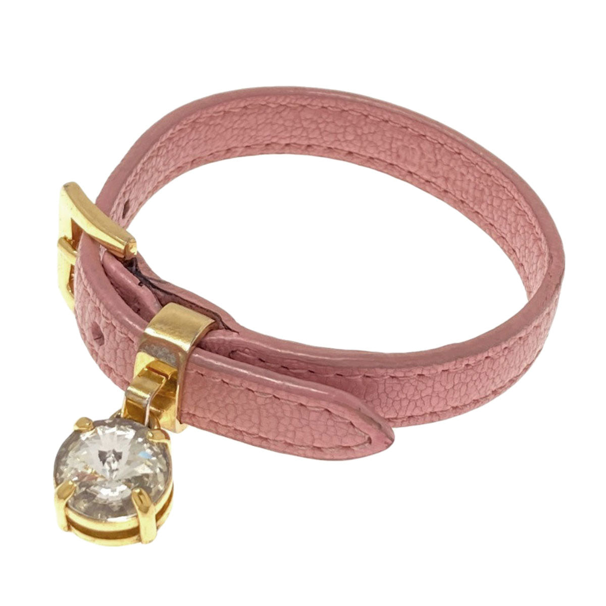 MIUMIU Rhinestone Bracelet Leather MetalLadies [Used]
