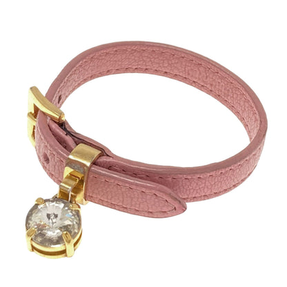 MIUMIU Rhinestone Bracelet Leather MetalLadies [Used]