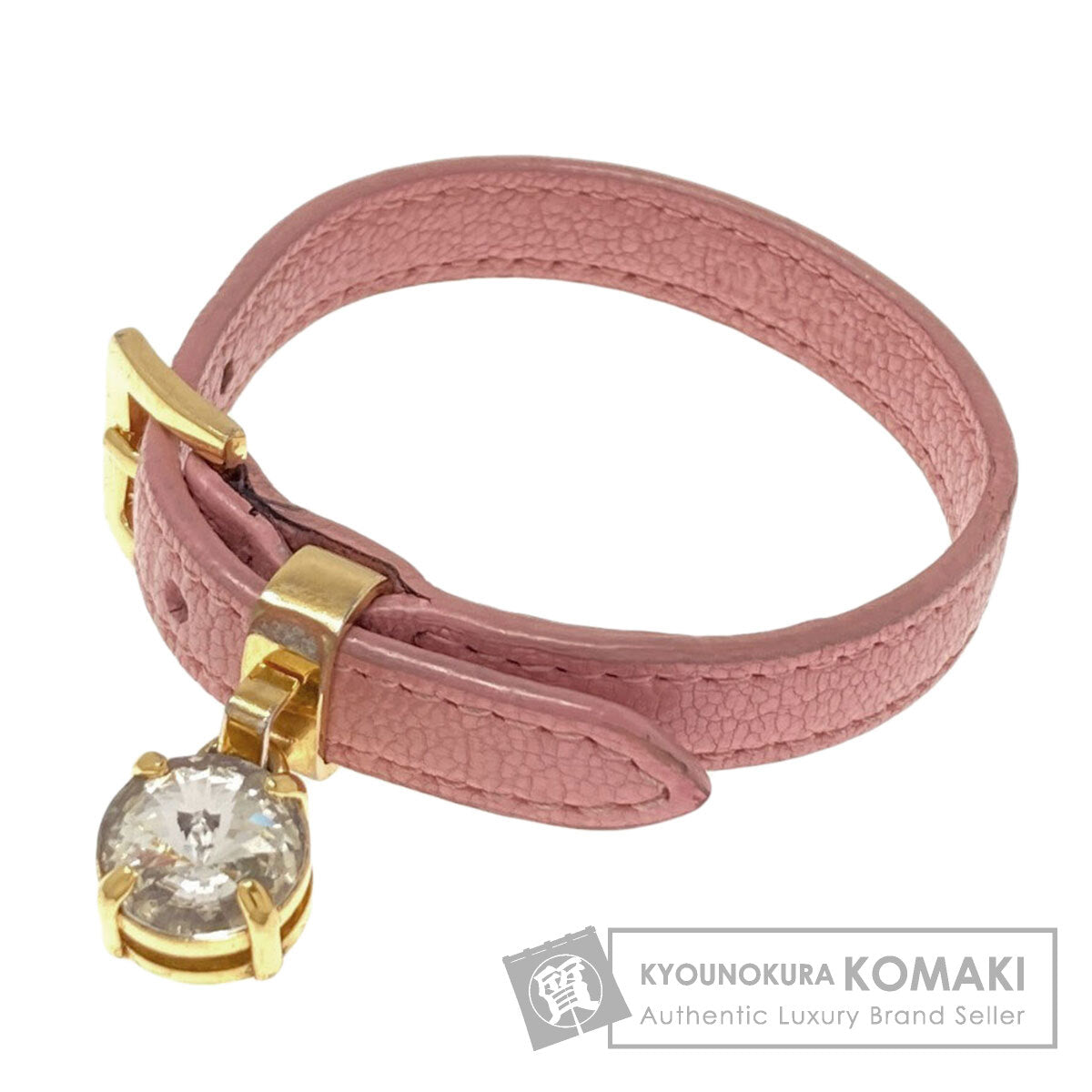 MIUMIU Rhinestone Bracelet Leather MetalLadies [Used]