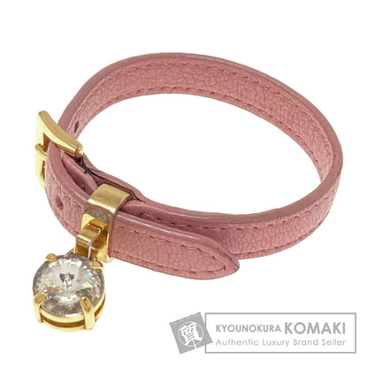 MIUMIU Rhinestone Bracelet Leather MetalLadies [Used]