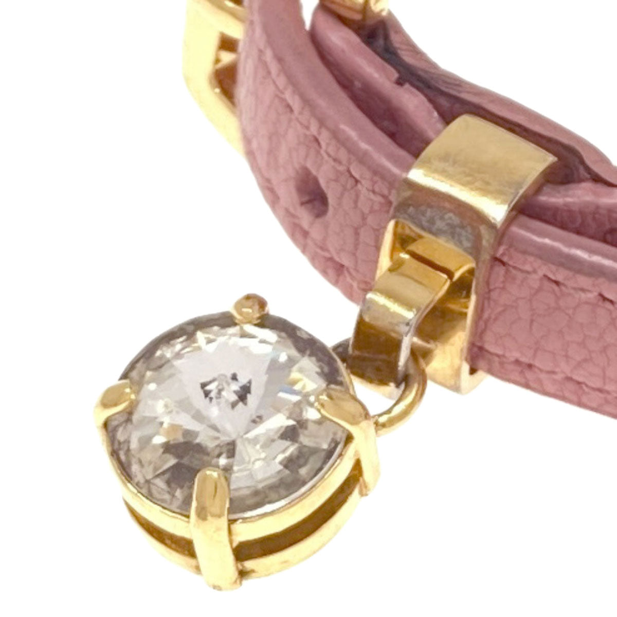 MIUMIU Rhinestone Bracelet Leather MetalLadies [Used]