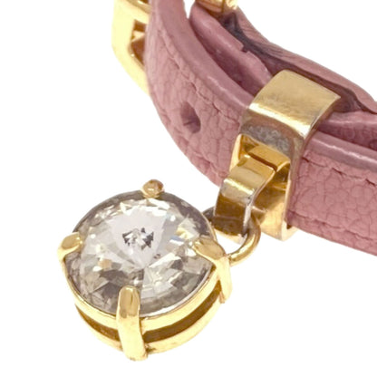 MIUMIU Rhinestone Bracelet Leather MetalLadies [Used]