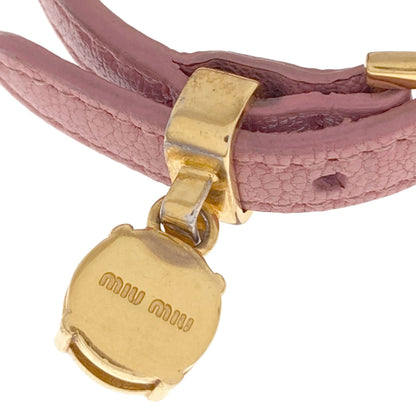 MIUMIU Rhinestone Bracelet Leather MetalLadies [Used]