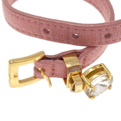 MIUMIU Rhinestone Bracelet Leather MetalLadies [Used]