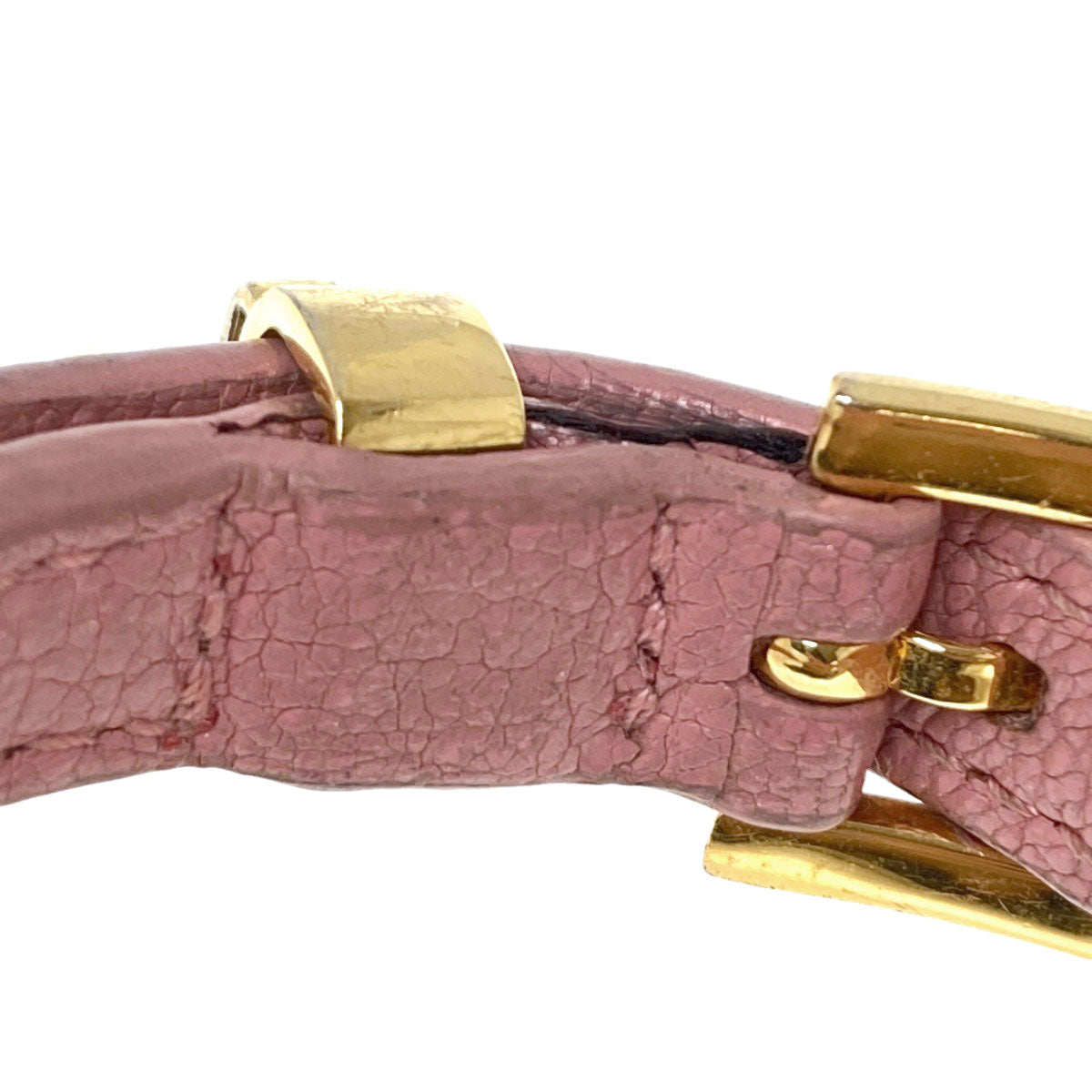 MIUMIU Rhinestone Bracelet Leather MetalLadies [Used]