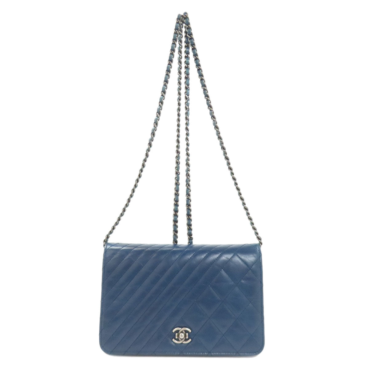 CHANEL COCO Mark Matelasse SilverHardware Long wallet (with coin pocket) Lambskin Ladies [Used]