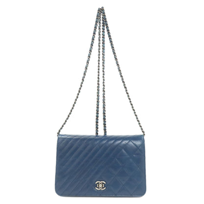CHANEL COCO Mark Matelasse SilverHardware Long wallet (with coin pocket) Lambskin Ladies [Used]