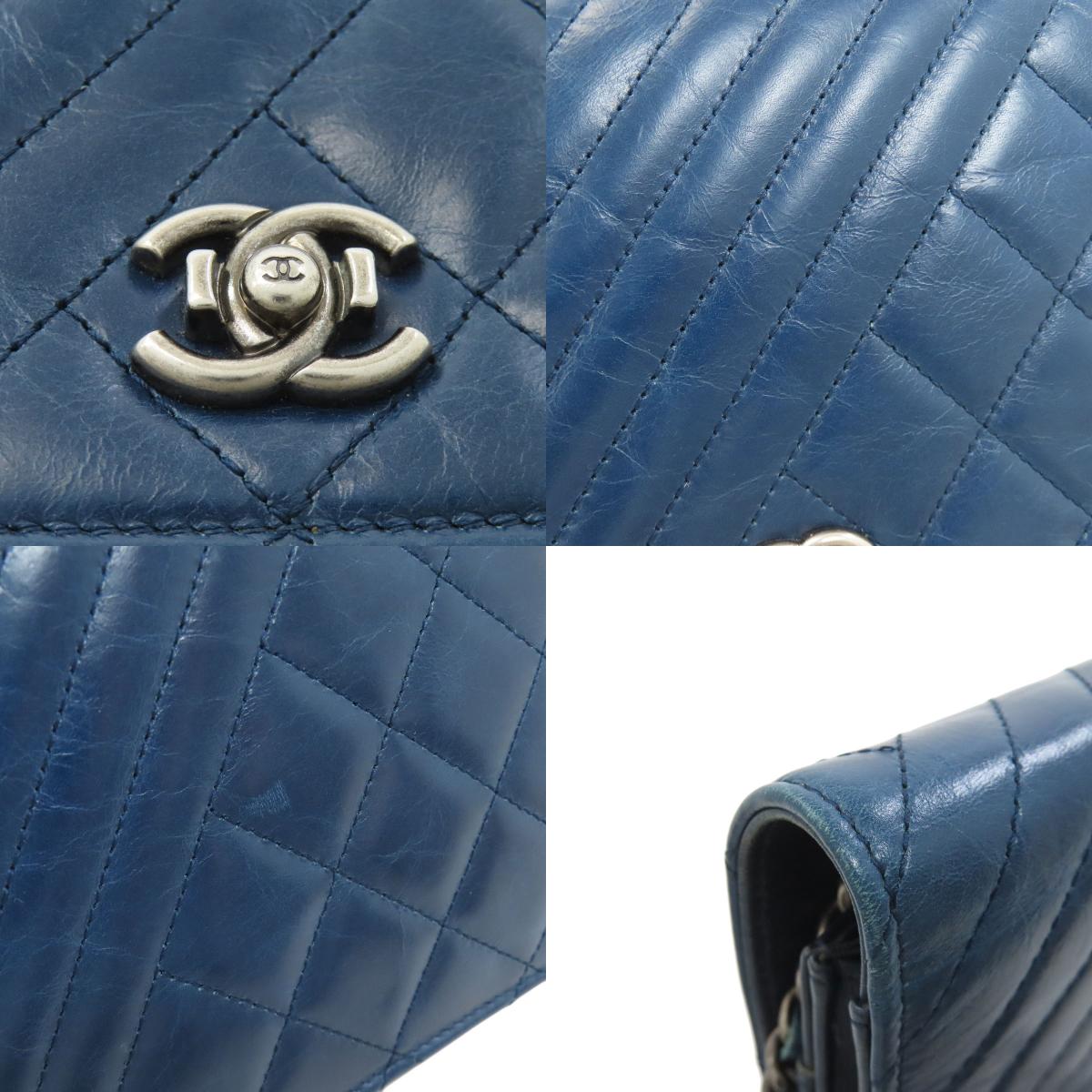 CHANEL COCO Mark Matelasse SilverHardware Long wallet (with coin pocket) Lambskin Ladies [Used]