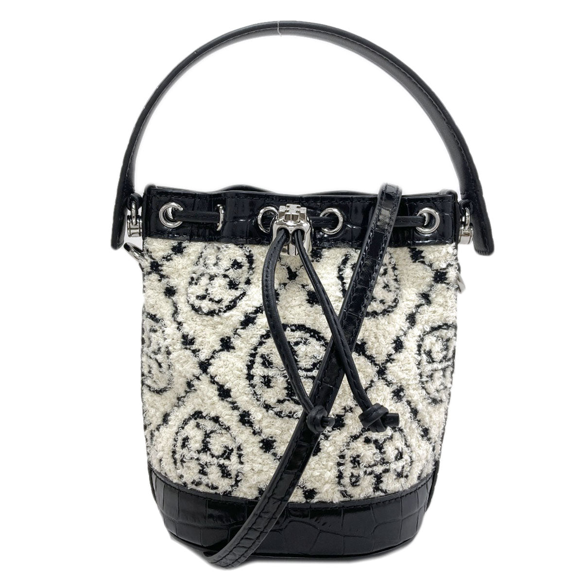 Tory Burch Boucle Mini Bucket 2WAY Handbag pile Ladies [Used]