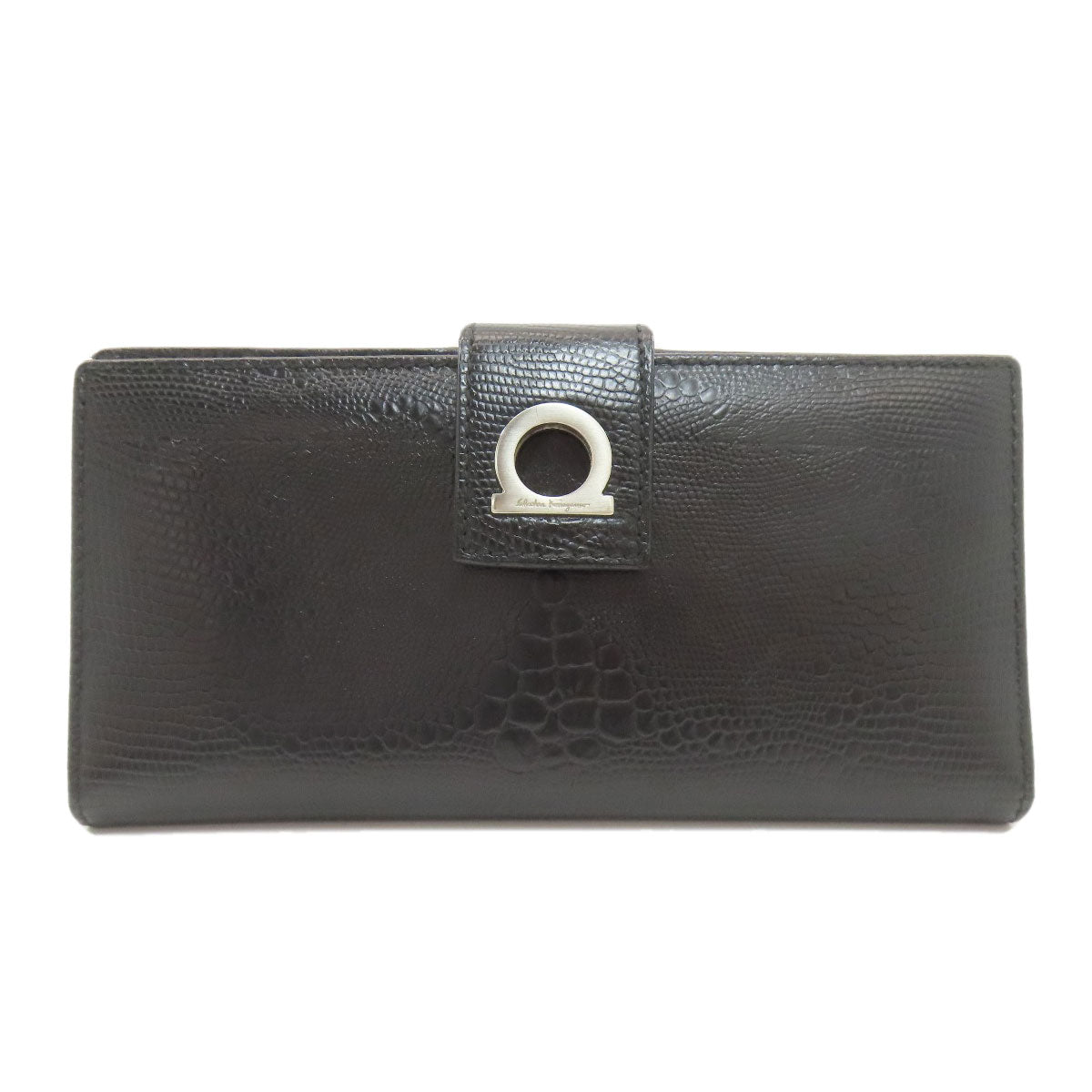 Salvatore Ferragamo Gancini Hardware motif Long wallet (with coin pocket) Leather Ladies [Used]
