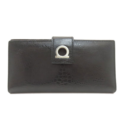 Salvatore Ferragamo Gancini Hardware motif Long wallet (with coin pocket) Leather Ladies [Used]