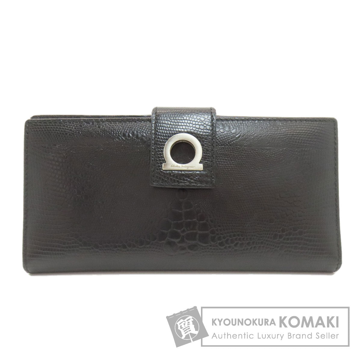 Salvatore Ferragamo Gancini Hardware motif Long wallet (with coin pocket) Leather Ladies [Used]