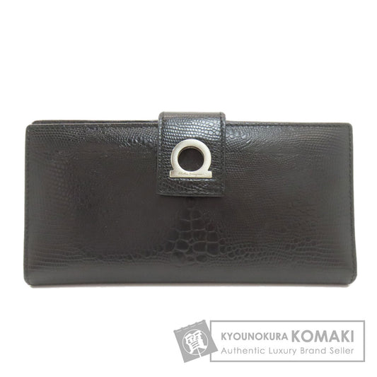 Salvatore Ferragamo Gancini Hardware motif Long wallet (with coin pocket) Leather Ladies [Used]
