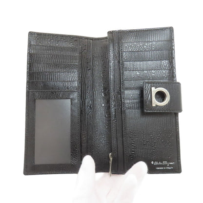 Salvatore Ferragamo Gancini Hardware motif Long wallet (with coin pocket) Leather Ladies [Used]
