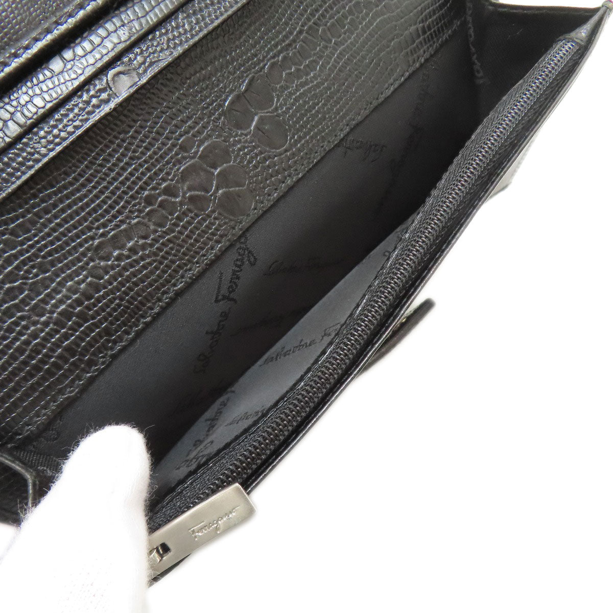 Salvatore Ferragamo Gancini Hardware motif Long wallet (with coin pocket) Leather Ladies [Used]