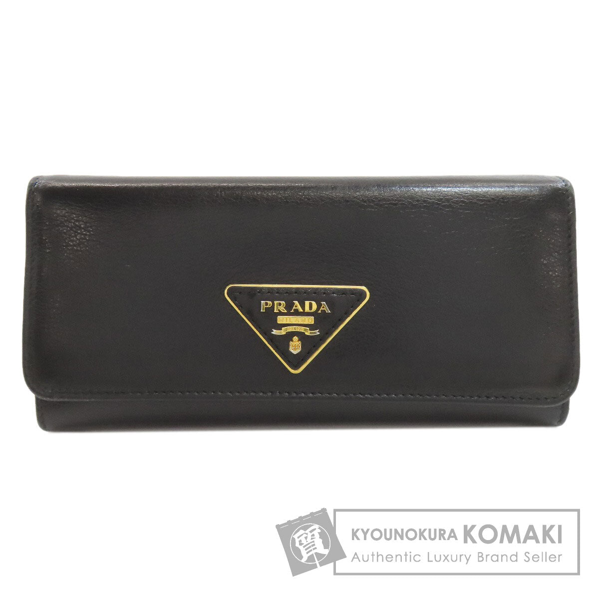 PRADA 1MH132 Triangle Long wallet (with coin pocket) Calf Ladies [Used]