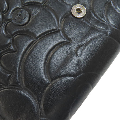 CHANEL Camellia Silver Hardware Long wallet (with coin pocket) Calf Ladies [Used]