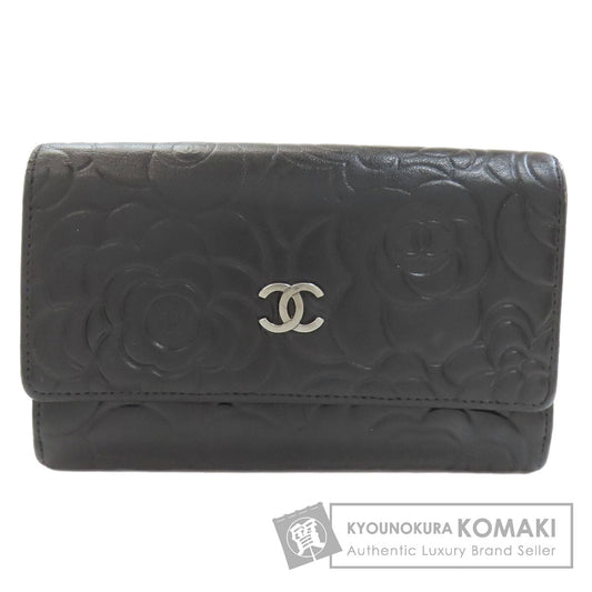 CHANEL Camellia Silver Hardware Long wallet (with coin pocket) Calf Ladies [Used]
