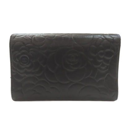 CHANEL Camellia Silver Hardware Long wallet (with coin pocket) Calf Ladies [Used]