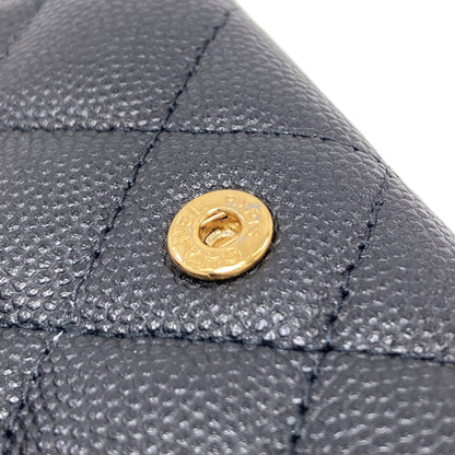 CHANEL COCO Mark Matelasse GoldHardware Bifold Wallet with Coin Pocket Grained Calfskin Skin Ladies [Used]