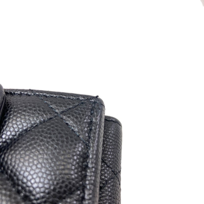 CHANEL COCO Mark Matelasse GoldHardware Bifold Wallet with Coin Pocket Grained Calfskin Skin Ladies [Used]
