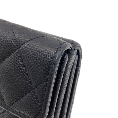 CHANEL COCO Mark Matelasse GoldHardware Bifold Wallet with Coin Pocket Grained Calfskin Skin Ladies [Used]