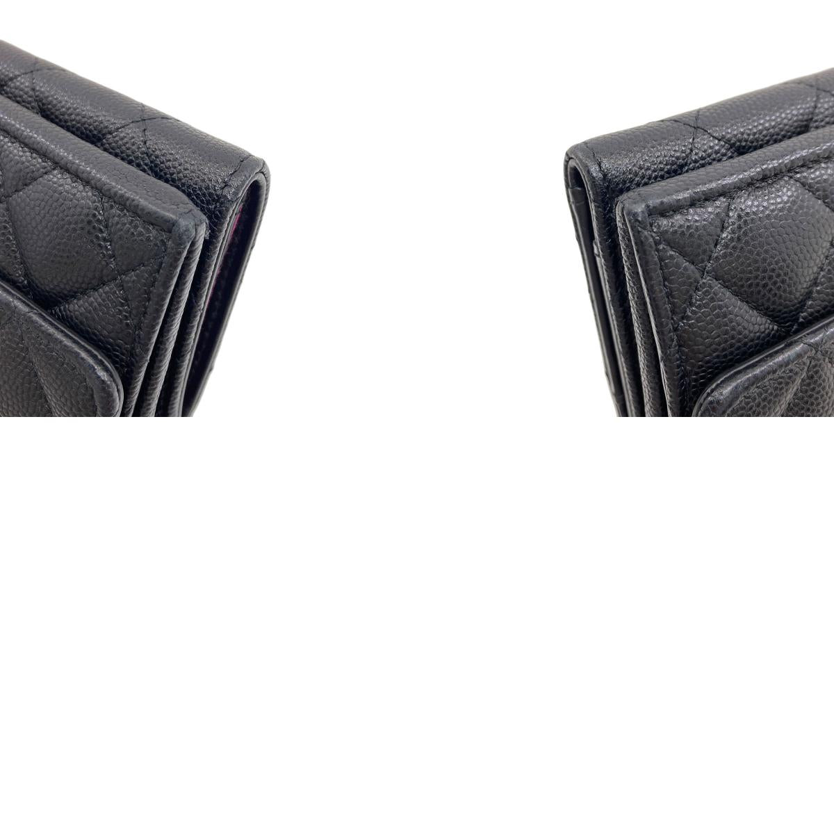 CHANEL COCO Mark Matelasse GoldHardware Bifold Wallet with Coin Pocket Grained Calfskin Skin Ladies [Used]