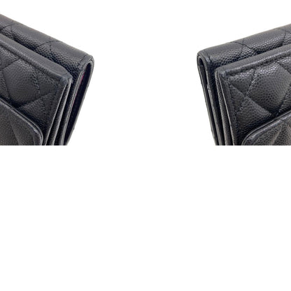 CHANEL COCO Mark Matelasse GoldHardware Bifold Wallet with Coin Pocket Grained Calfskin Skin Ladies [Used]