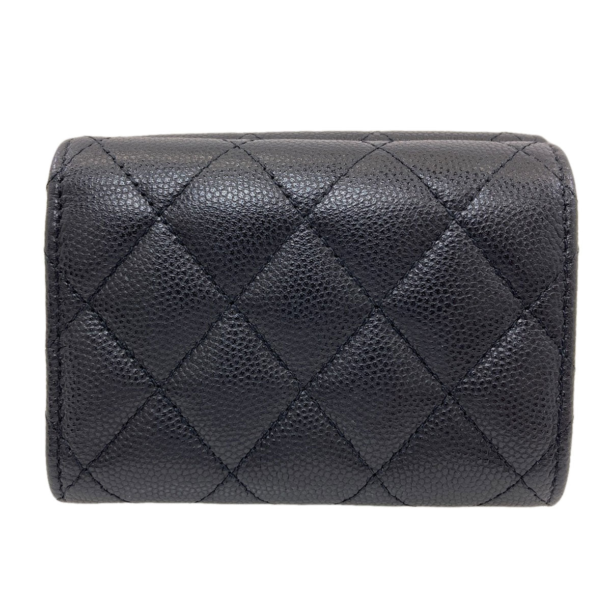 CHANEL COCO Mark Matelasse GoldHardware Bifold Wallet with Coin Pocket Grained Calfskin Skin Ladies [Used]