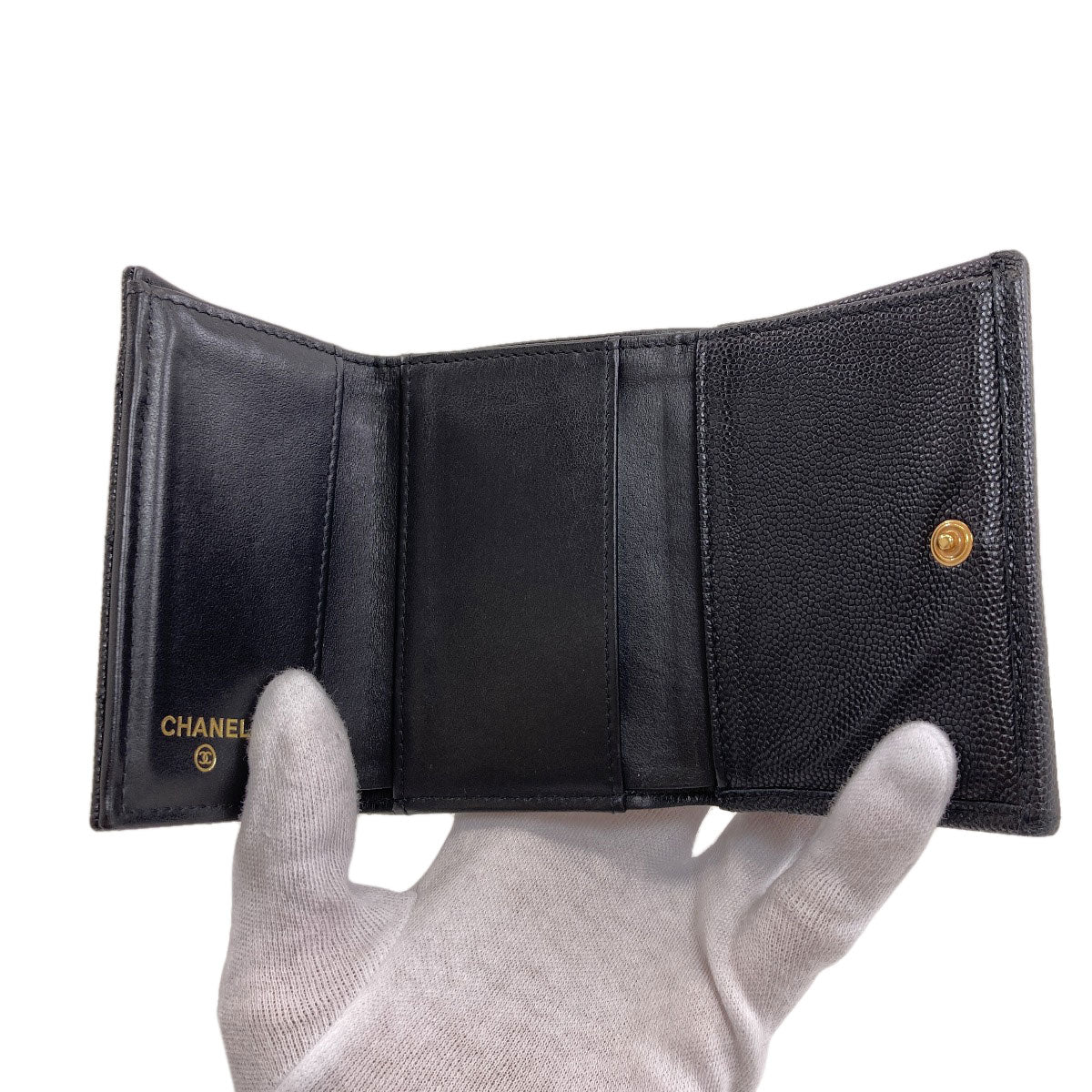 CHANEL COCO Mark Matelasse GoldHardware Bifold Wallet with Coin Pocket Grained Calfskin Skin Ladies [Used]