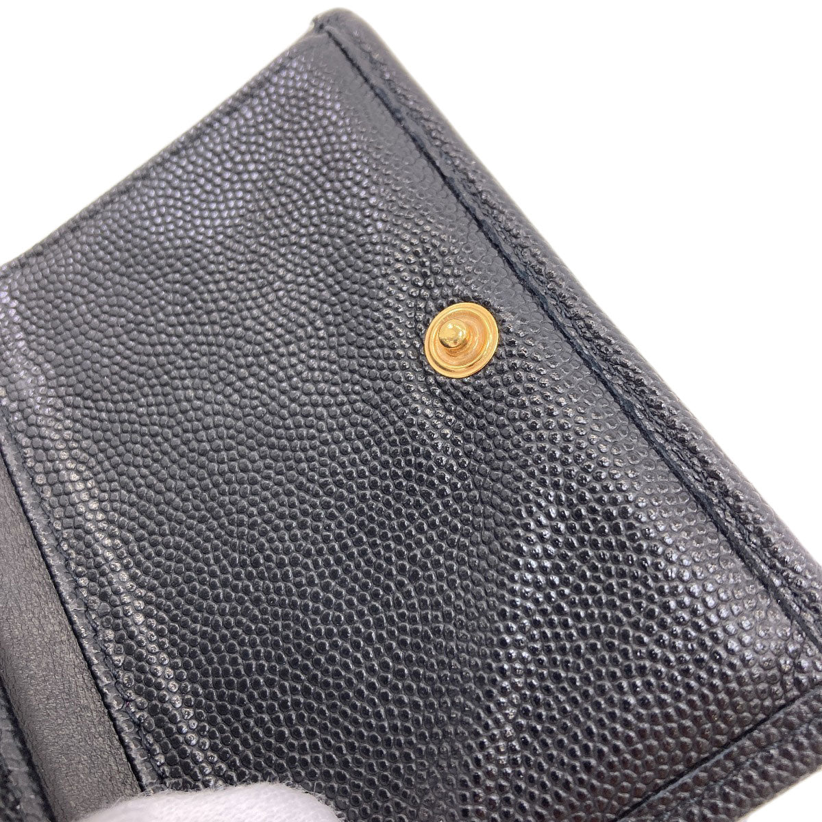 CHANEL COCO Mark Matelasse GoldHardware Bifold Wallet with Coin Pocket Grained Calfskin Skin Ladies [Used]