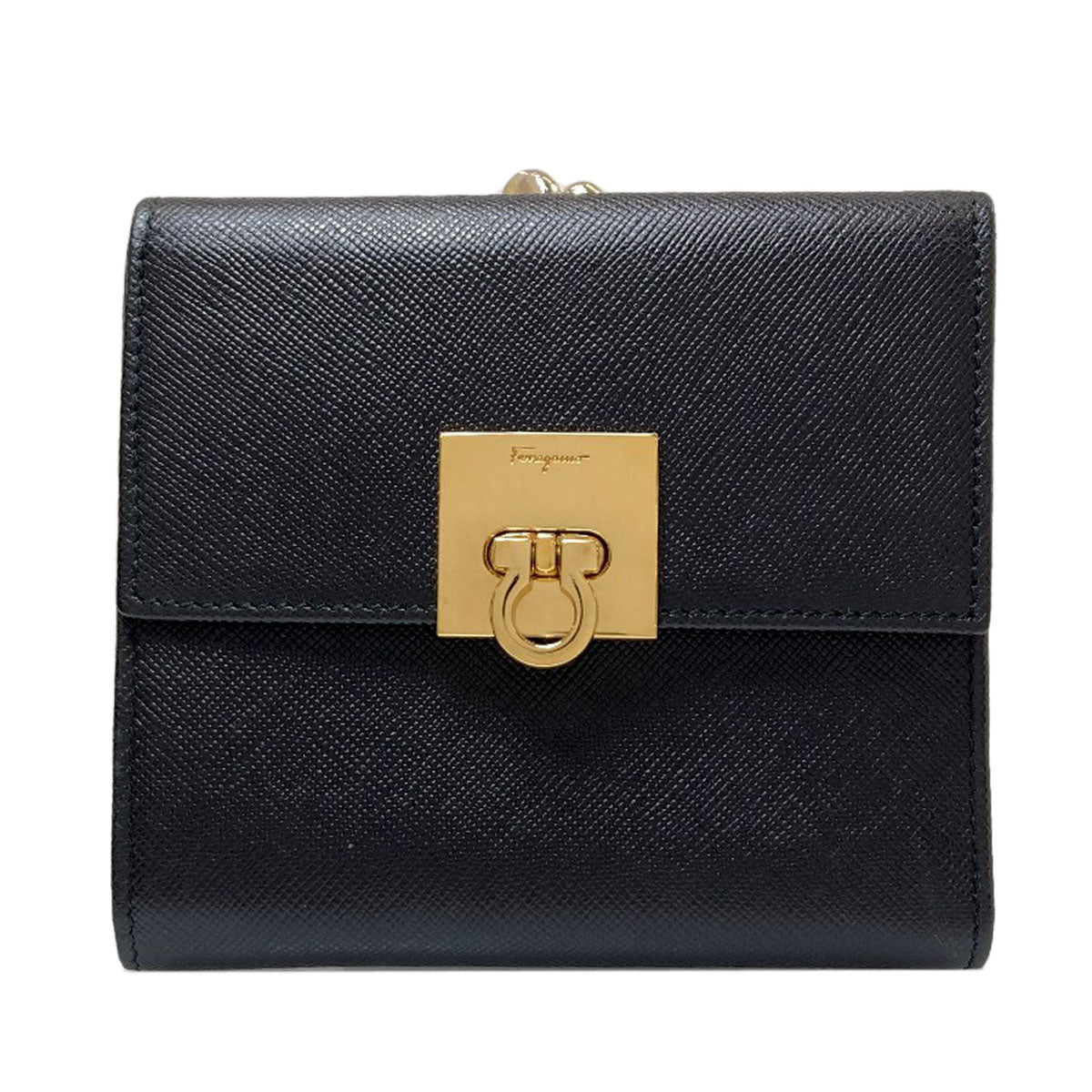 Salvatore Ferragamo GanciniHardware Bifold Wallet with Coin Pocket Leather Ladies [Used]