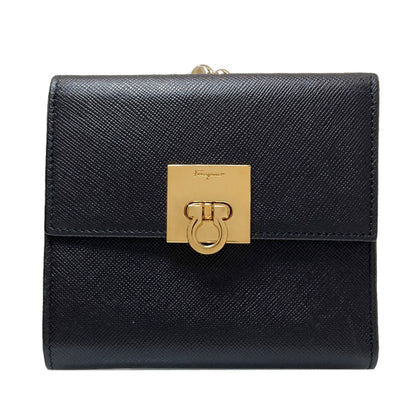 Salvatore Ferragamo GanciniHardware Bifold Wallet with Coin Pocket Leather Ladies [Used]