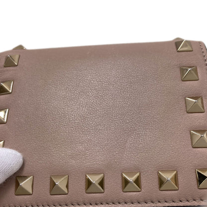 VALENTINO Rock studs Bifold Wallet with Coin Pocket Leather Ladies [Used]
