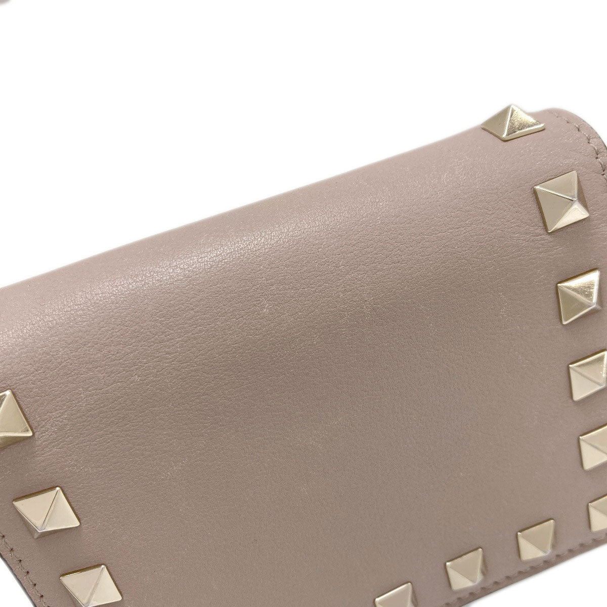 VALENTINO Rock studs Bifold Wallet with Coin Pocket Leather Ladies [Used]