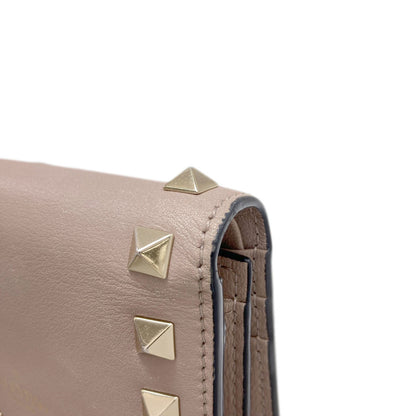 VALENTINO Rock studs Bifold Wallet with Coin Pocket Leather Ladies [Used]